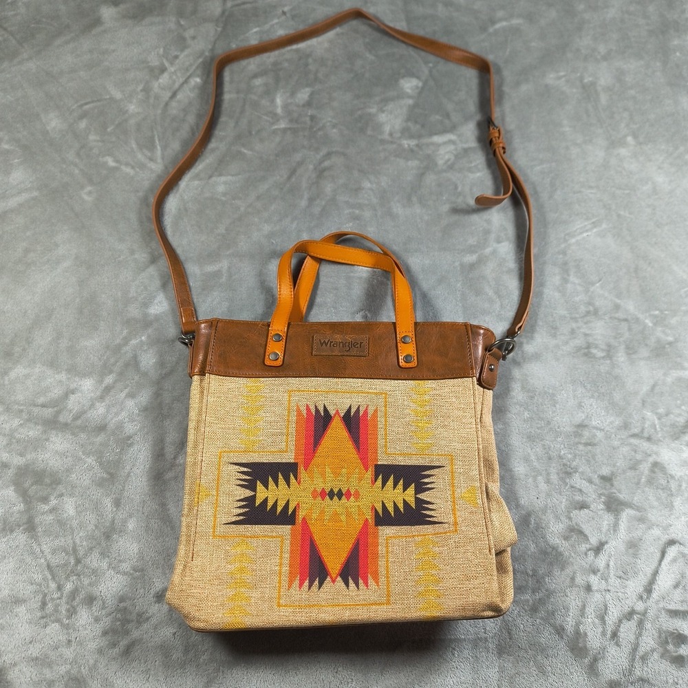 Wrangler Southwest Tote Bag Womens Aztec Handbag Canvas Crossbody Purse Rodeo
